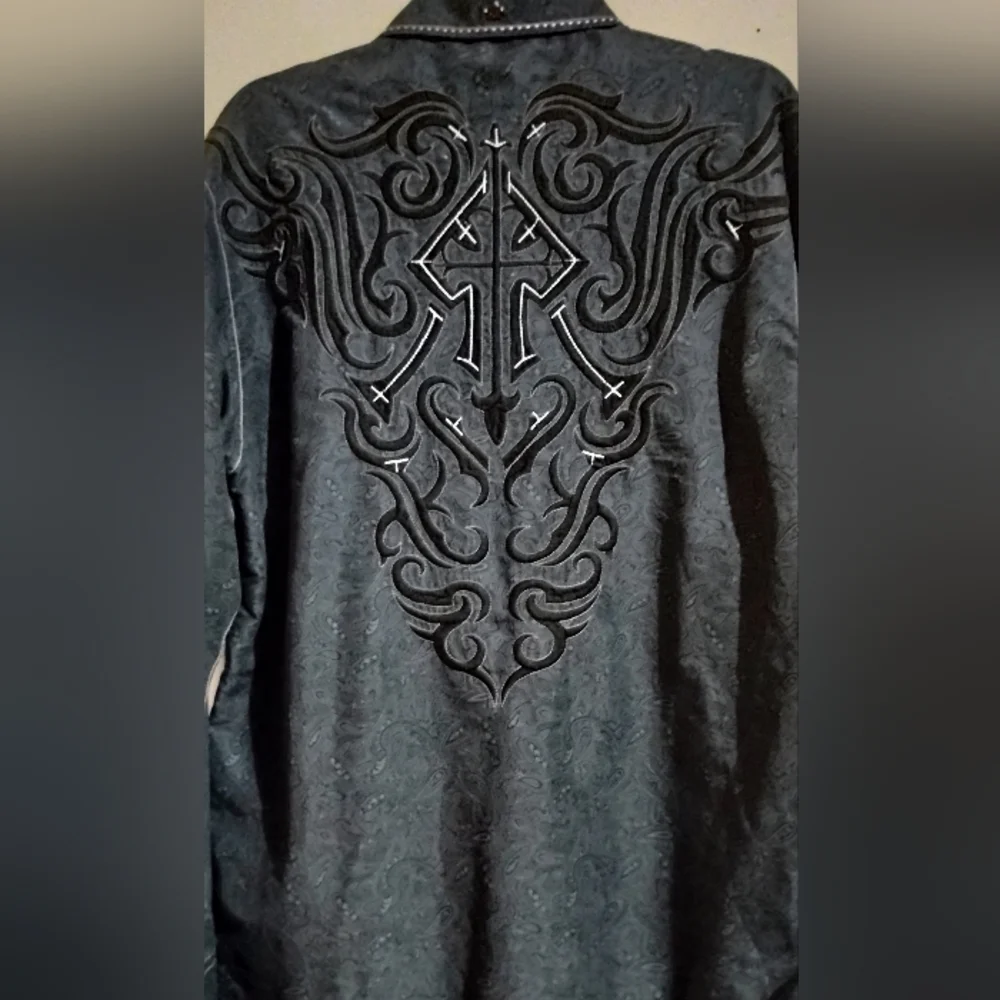 Roar Signature Button Down Shirt Mens XL Black - Picture 15 of 16